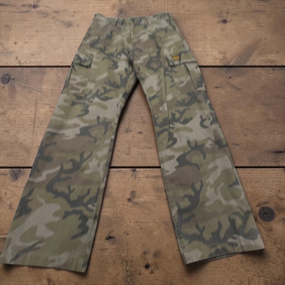 RVCA Cargo Pants Mens 30 Green Camo Americana Fit Straight Leg Utility Outdoor